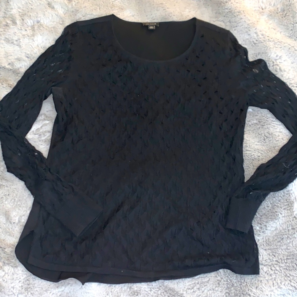 Long sleeve black top with lace arms